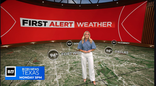 CBS Texas AR/VR studio being used for a weather forecast. 