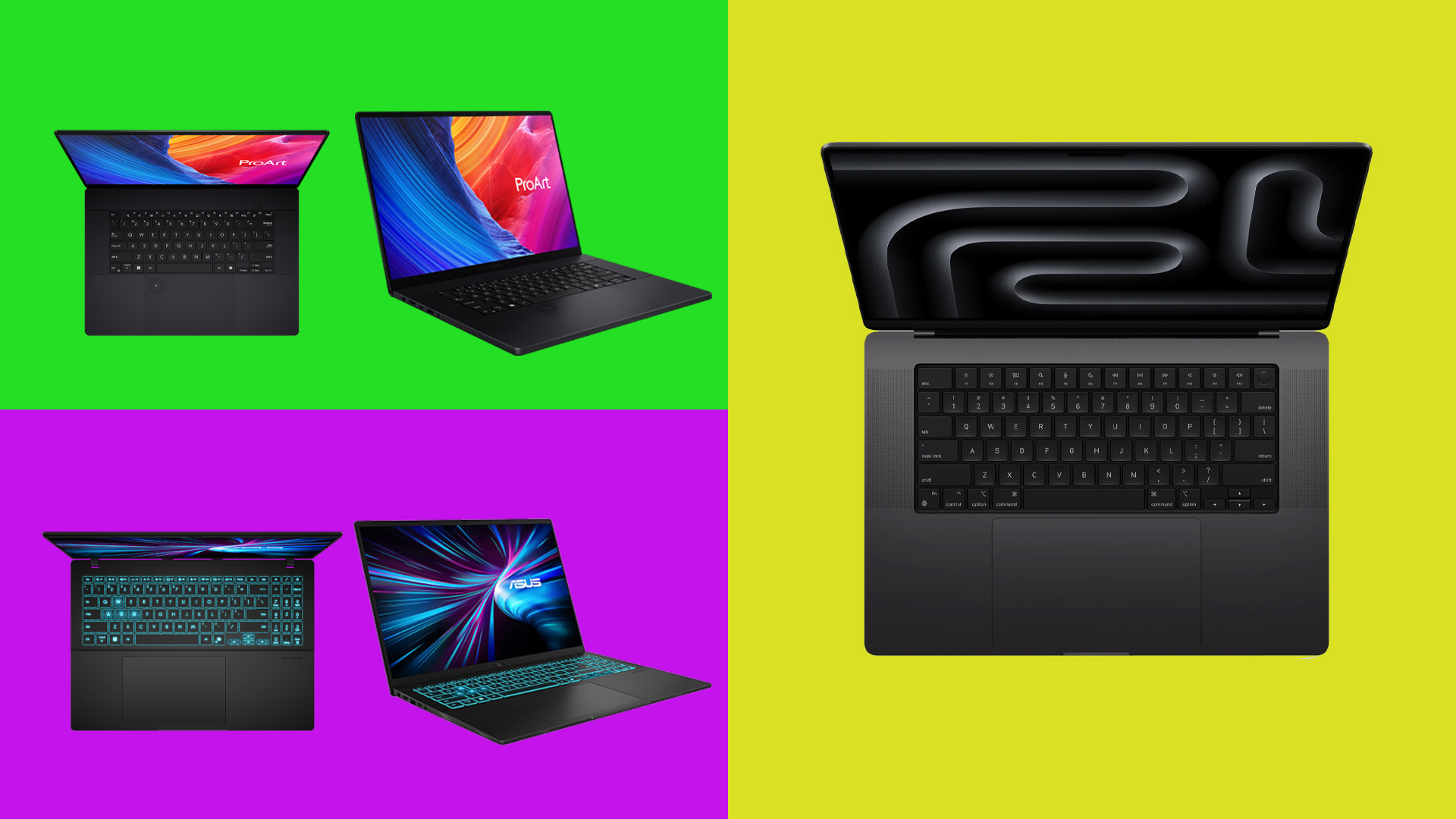 Various shots of the three best laptops for 3D modelling. 
