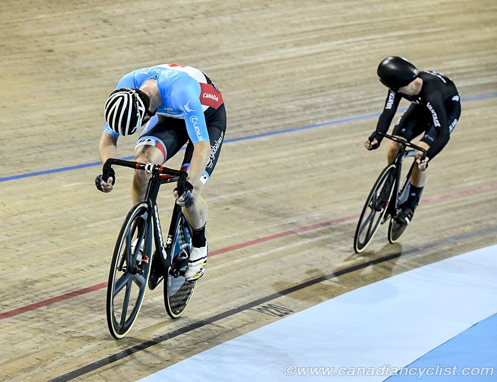 Men's Omnium - Winner of the Points Race with Aidan Caves (Canada) and Campbell Stewart (New Zealand)