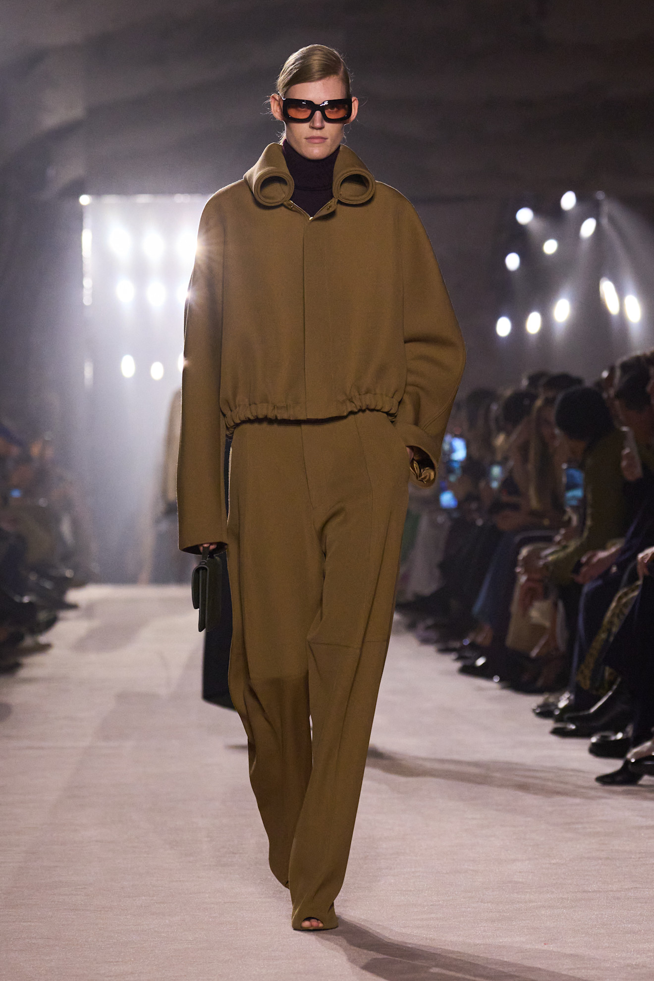 Model walking Victoria Beckham runway during Paris Fashion Week.