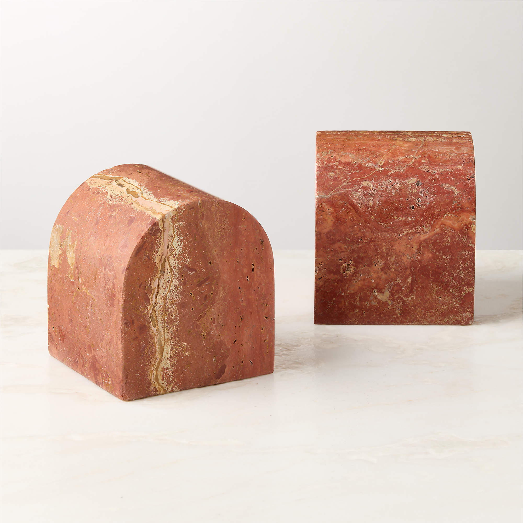 CB2, Red Travertine Arched Bookend