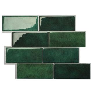 Green glossy peel and stick tiles