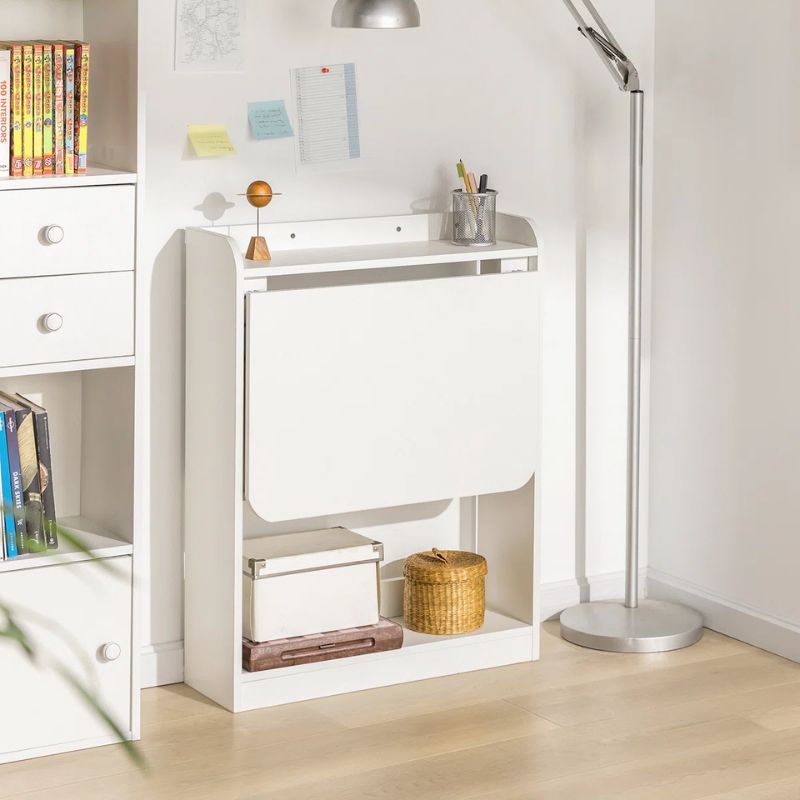 white fold-out desk in kids room