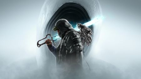 The key art for Hell is Us, showing Remi with his equipment - military poncho, laser sword, and drone - in front of a Hollow Walker's milky white face