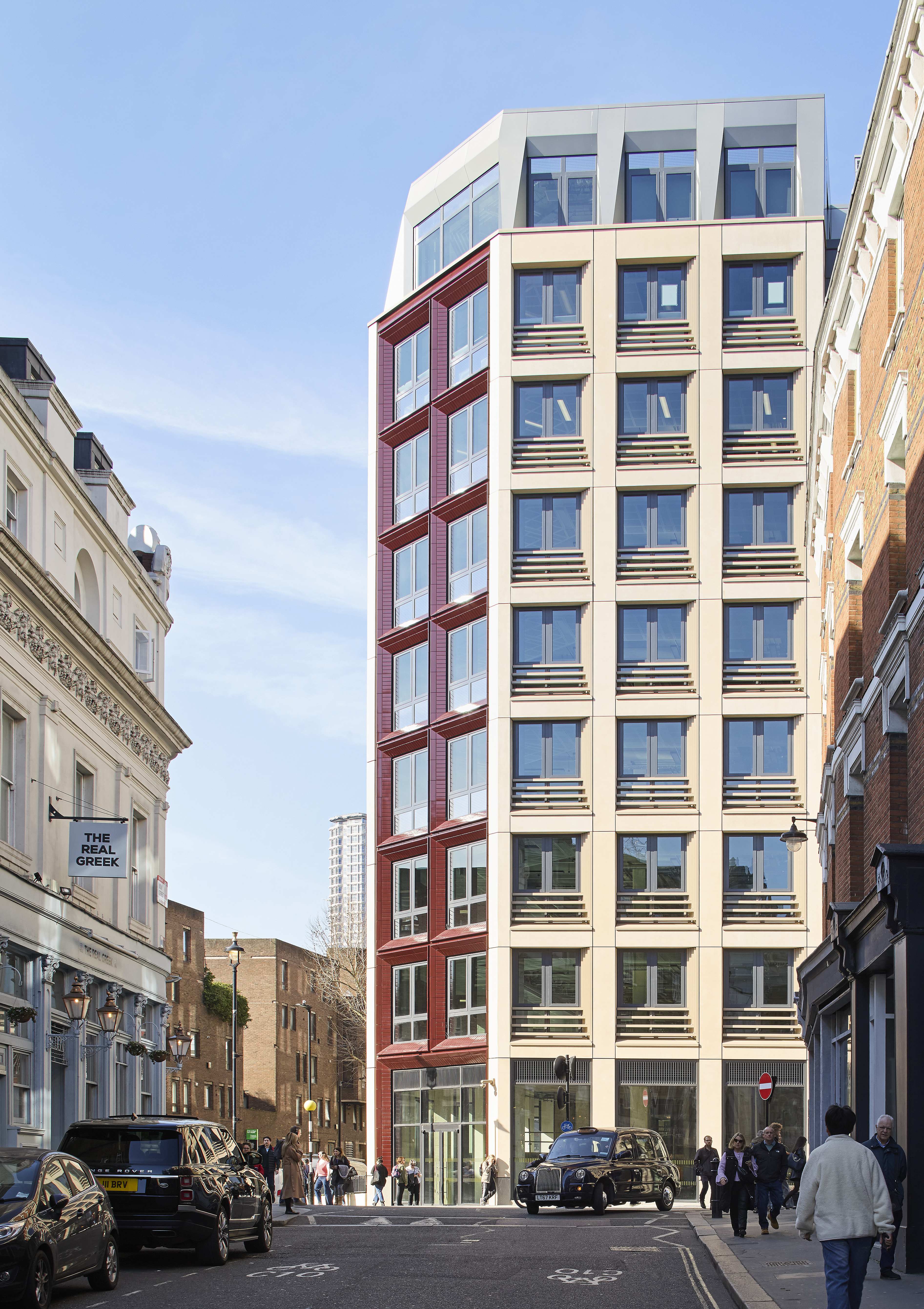 The Acre, exterior of renovated brutalist Richard Seifert building in London