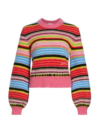 Ganni, Alpaca-Blend Striped Sweater