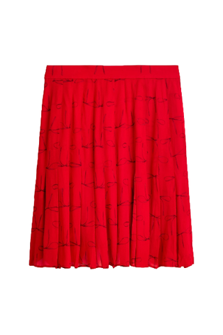 J.Crew Pleated Knee-Length Skirt in Bow-Print Viscose Chiffon