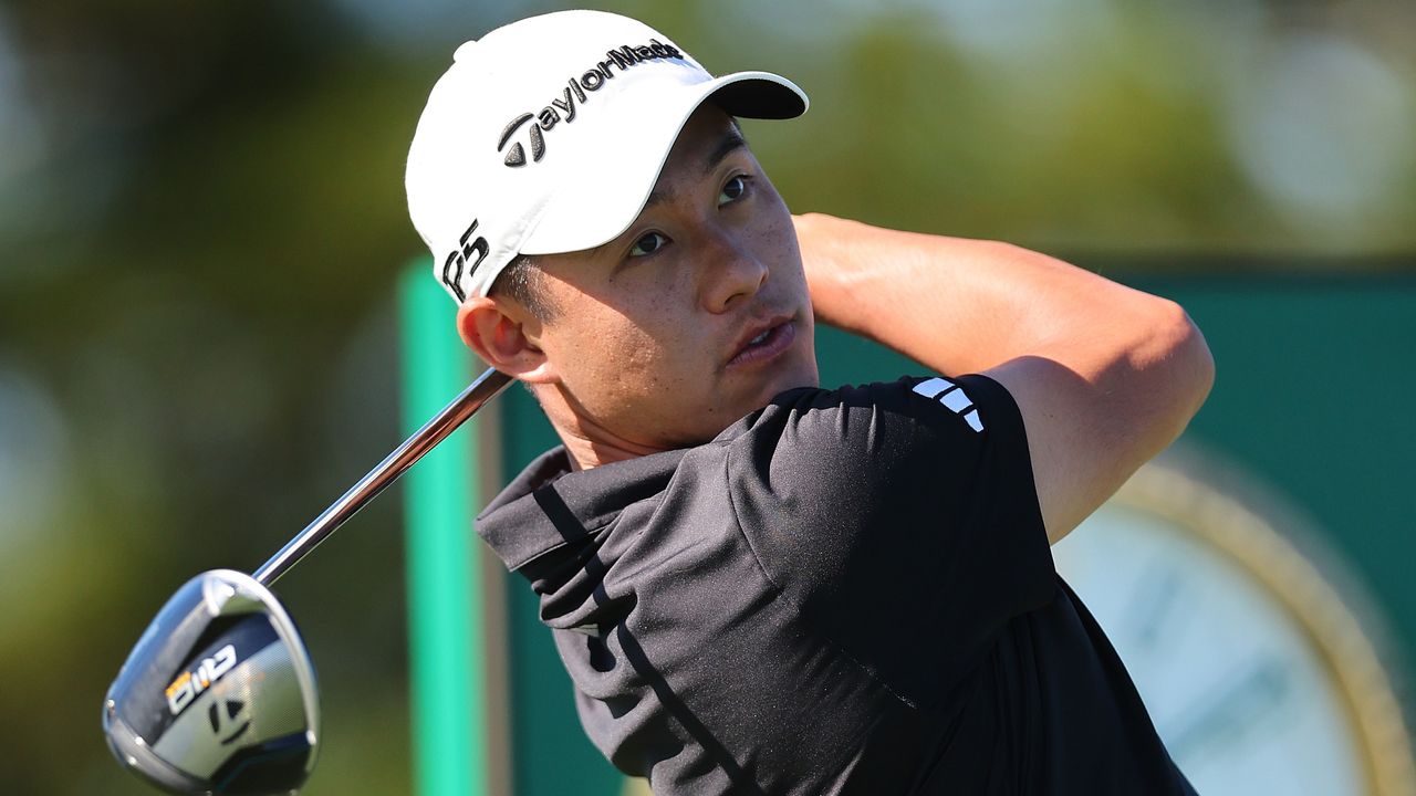 : Collin Morikawa of the United States plays his shot from the ninth tee during the pro-am prior to The Sentry at Plantation Course at Kapalua Golf Club