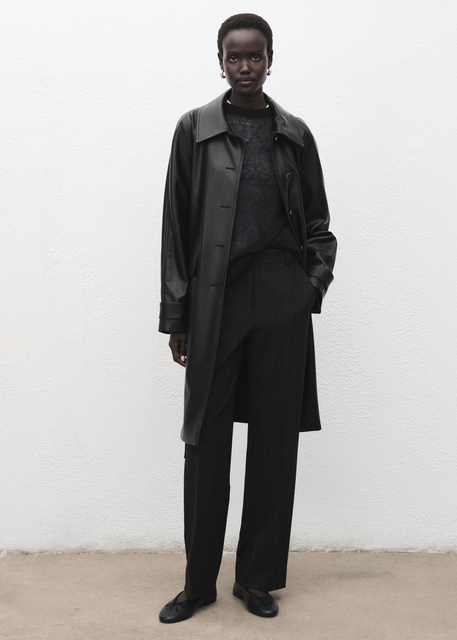 Long Faux-Leather Trench Coat With Belt - Women | Mango Usa