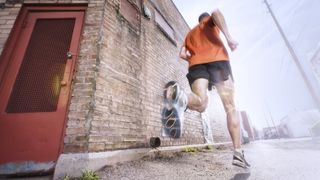 Man running on a road