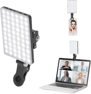 Newmowa 60 LED High Power Clip Fill Video Conference Light Dengan Klip Depan & Belakang, 3 Mode Cahaya yang Dapat Disesuaikan untuk Ponsel, iPhone, Android, iPad, Laptop, untuk Rias Wajah, Tiktok, Selfie, Vlog