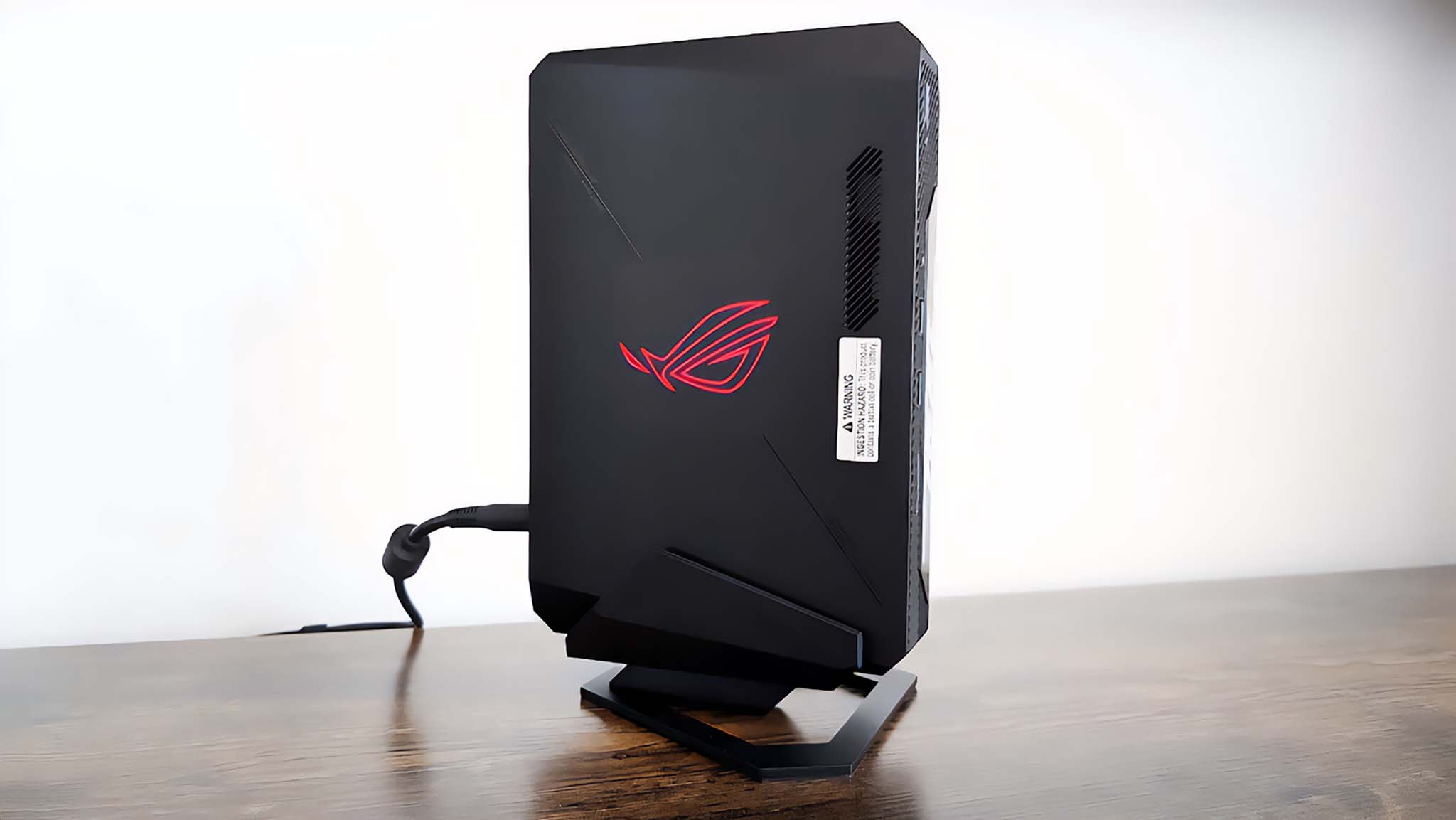 ASUS ROG NUC 970 standing upright.