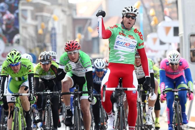 Alexander Kristoff (Katusha), wearing the points jersey, has won stage 3a in De Panne.