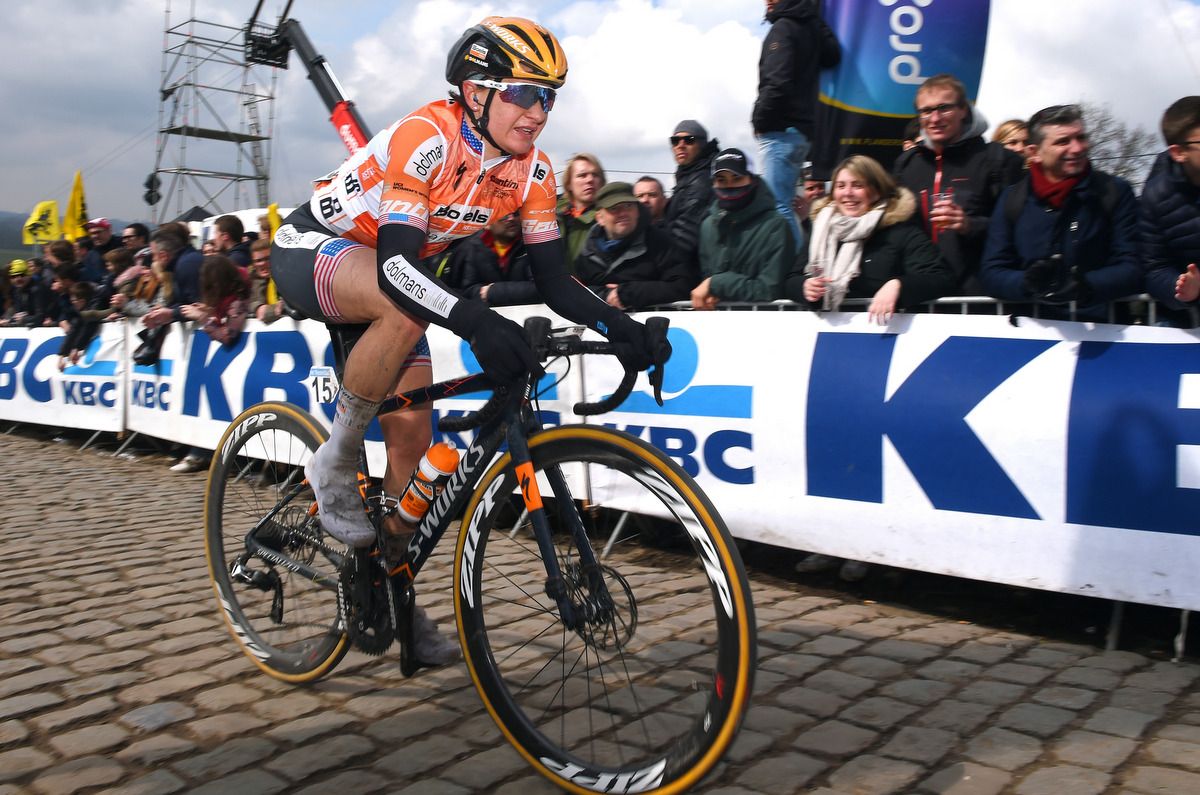 Megan Guarnier riding to tenth place