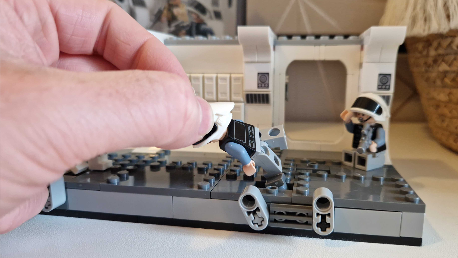 A minifigure falling over in the Lego Boarding the Tantive IV set