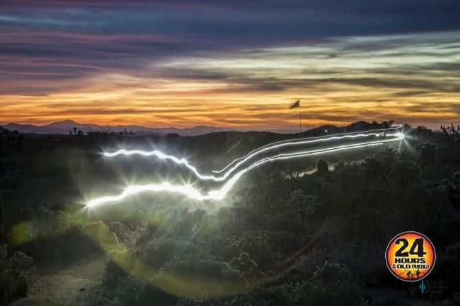 A rider&rsquo;s high powered lighting system illuminates the desert fauna, exposing the many varietals of succulents that line the course, and present an added challenge