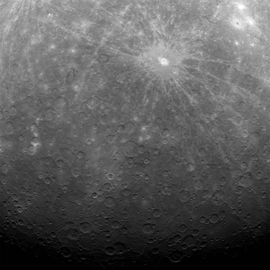 NASA&#039;s Mercury Messenger probe captured this historic image of Mercury, the first ever obtained from a spacecraft in orbit about the solar system&#039;s innermost planet. The photo was taken on Tuesday (March 29) at 5:20 am EDT.