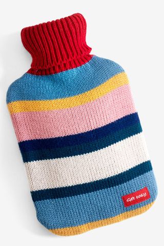 a striped colourful hot water bottle