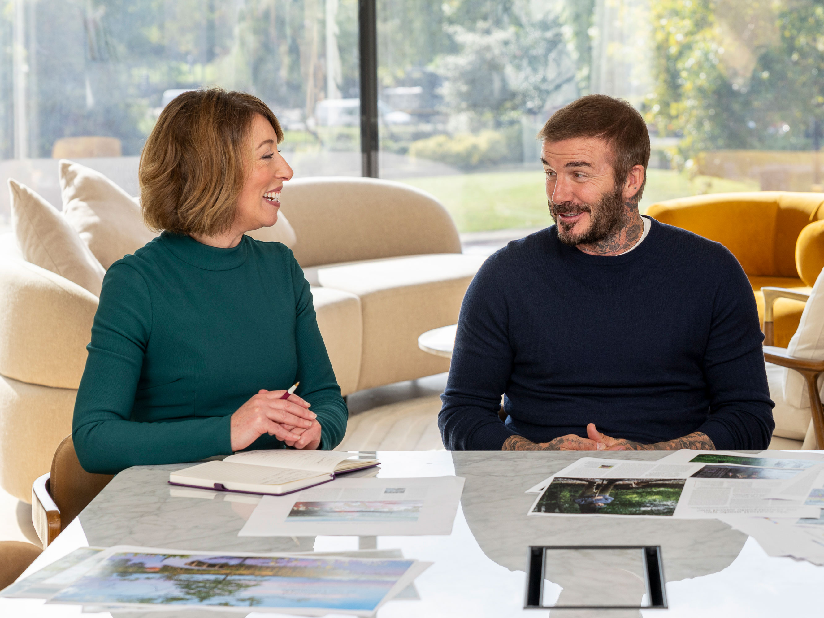 Paula Minchin with guest editor David Beckham 