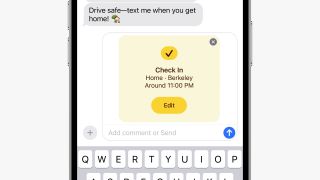 The Check in feature on iOS 17 messages