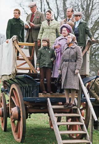 The Earl Of Snowdon, Princess Margaret, Lady Sarah Armstrong-jones, The Queen, Queen Mother, Prince Andrew And Prince Philip At The Badminton Horse Trials. Photo by Tim Graham/Getty Images.