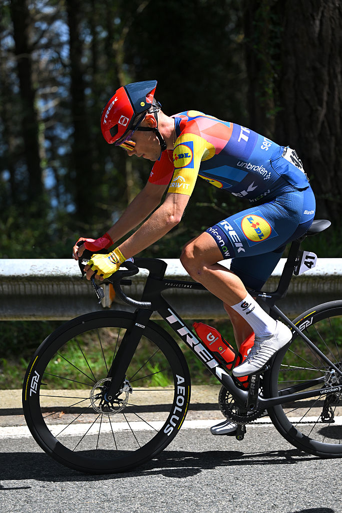 GALDAKAO, SPAIN - APRIL 09: Juan Ayuso of Spain and Team Lidl - Trek competes during the 65th Itzulia Basque Country 2026, Stage 4 a 167.2km stage from Galdakao to Galdakao on / #UCIWT / April 09, 2026 in Galdakao, Spain. (Photo by Tim de Waele/Getty Images)