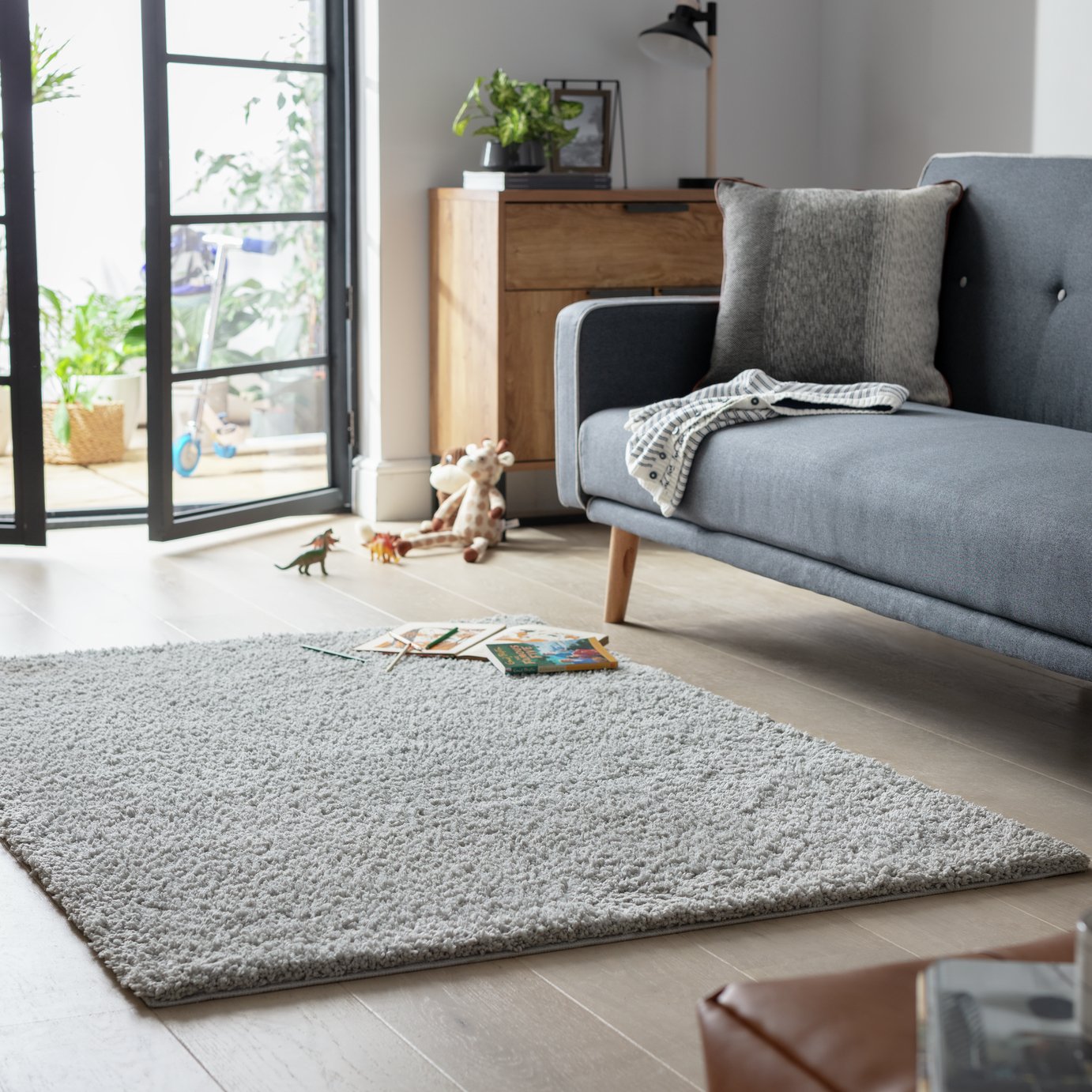 Habitat Cosy Dove Grey Shaggy Rug - 100x60cm