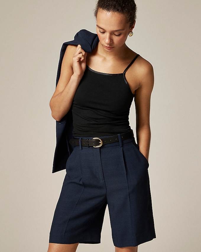 Pleated Trouser Short in Luster Canvas
