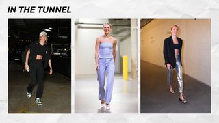 A collage showcasing Indiana Fever and Rose Basketball Club player Lexie Hull in the WNBA tunnel with the text "In the tunnel" at the top.