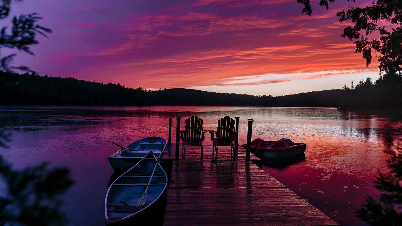 Sunset over a lake