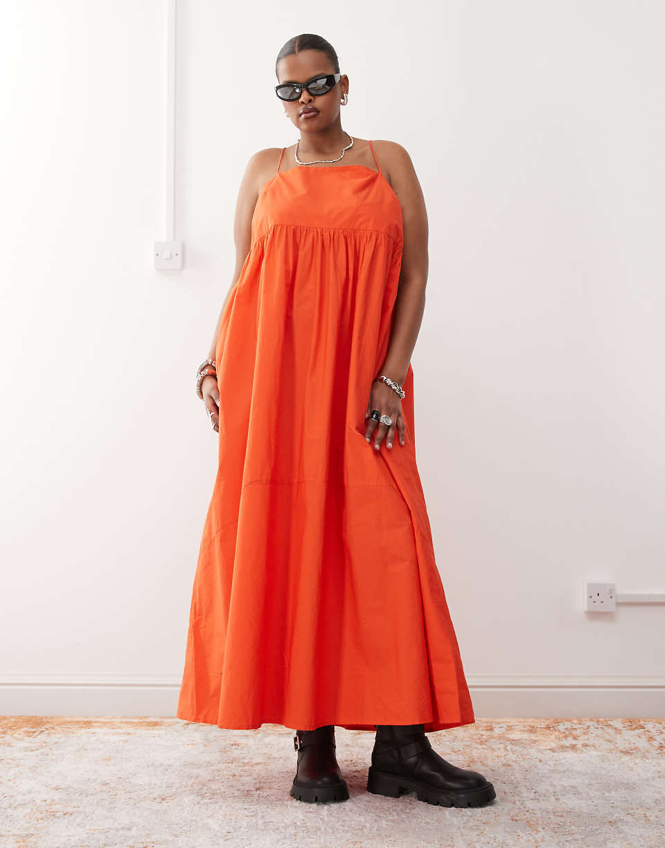 Collusion Plus Maxi Sun Dress in Tomato