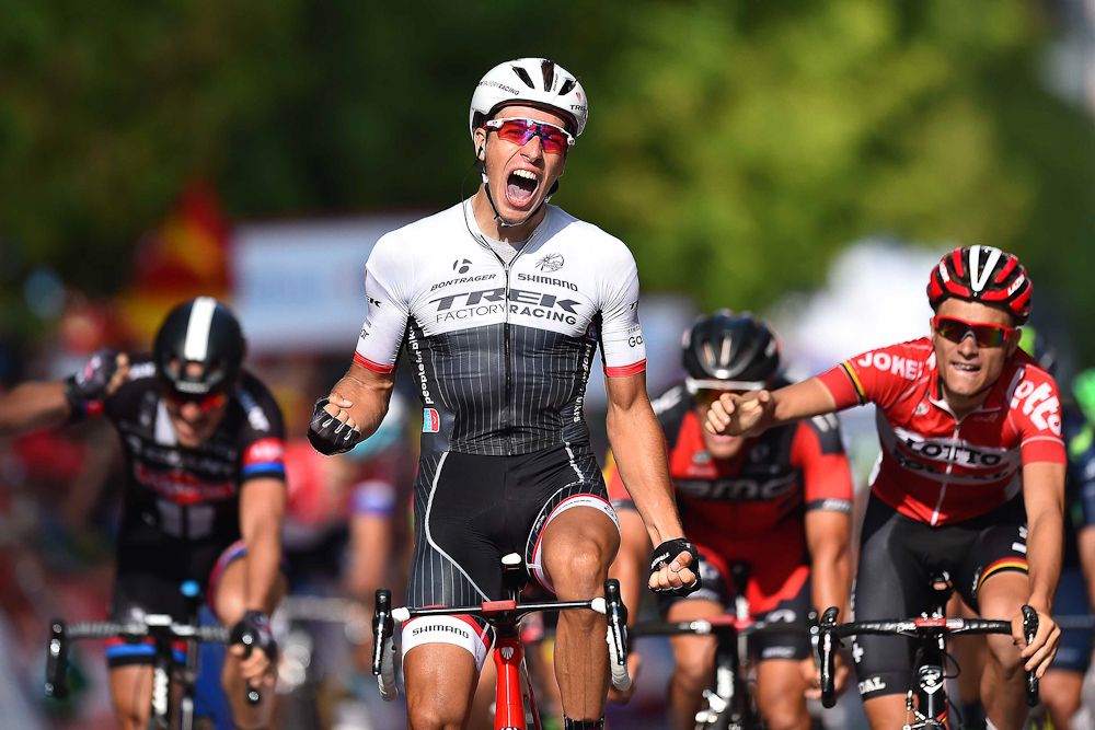 Danny van Poppel (Trek Factory Racing) wins stage 12 of the 2015 Vuelta a Espana.