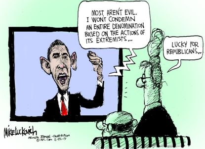 Obama cartoon GOP Religion