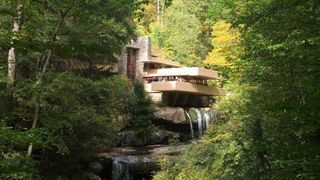 Fallingwater house, house over a waterfall