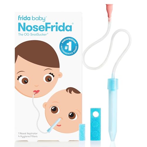 Frida Baby Nosefrida Snotsucker for Baby, Nasal Aspirator for Baby, Nose Sucker Baby Nasal Aspirator &amp;amp; 4 Hygiene Filters to Help Baby Breathe Easy