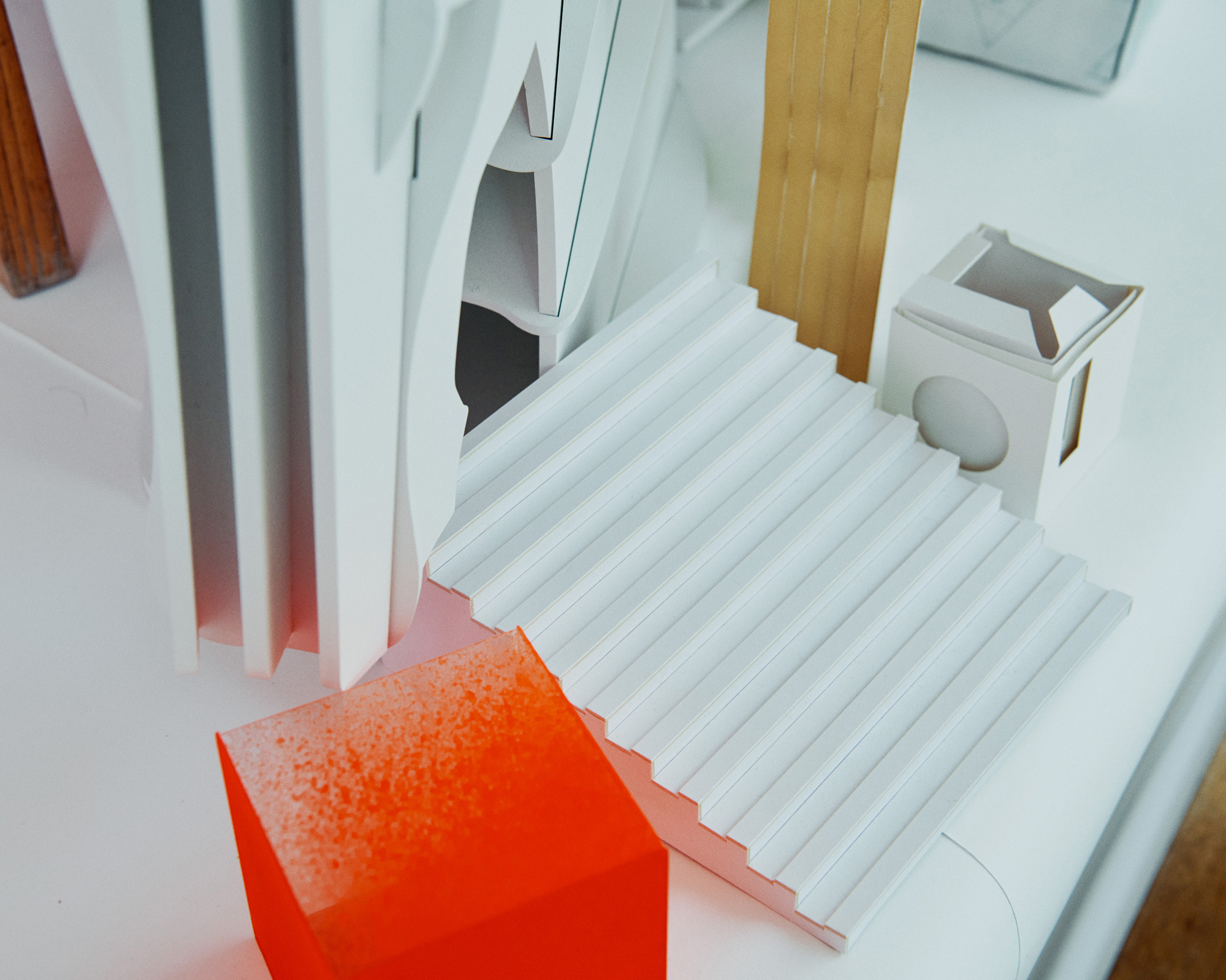 Designs and prototypes in Es Devlin's studio