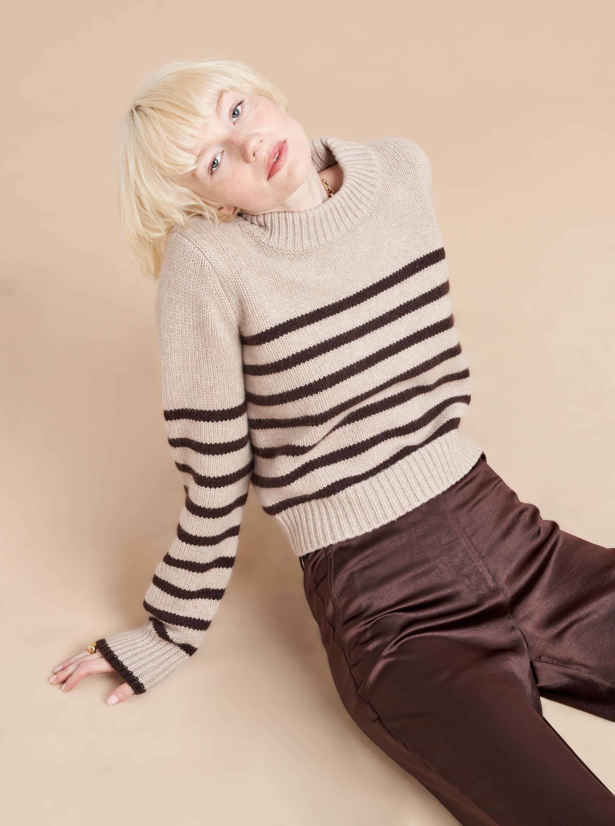 Mini Marin Sweater Xxs in Striped Tan \u0026 Brown
