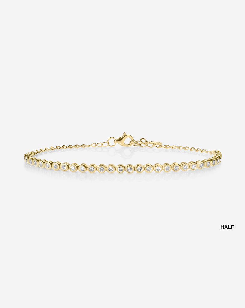 Bezel Mini Diamond Tennis Bracelet - 14k Yellow Gold / Half