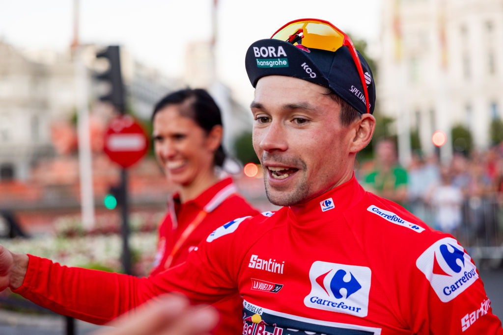 Primo&amp;#382; Rogli&amp;#269; celebrates victory in the 2024 Vuelta
