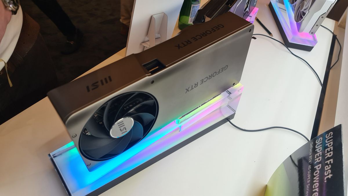 MSI RTX 4080 Super 16G Expert card on display at CES 2024.