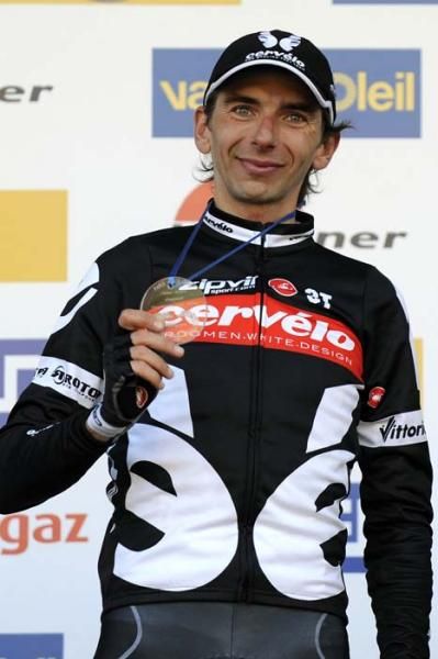 Xavier Tondo (Cerv&eacute;lo Test Team) enjoys the limelight after winning stage 6 of Paris-Nice