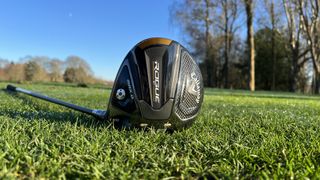 Callaway Rogue ST Max D driver pictured outdoors with its clock-head sole design