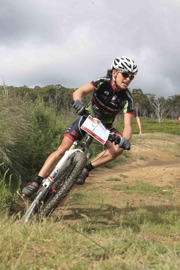 A racer nails the turn in Glenorchy MTB Park.