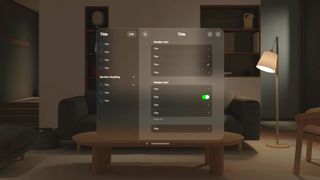Apple Vision Pro OS; a menu screen inside a VR headset