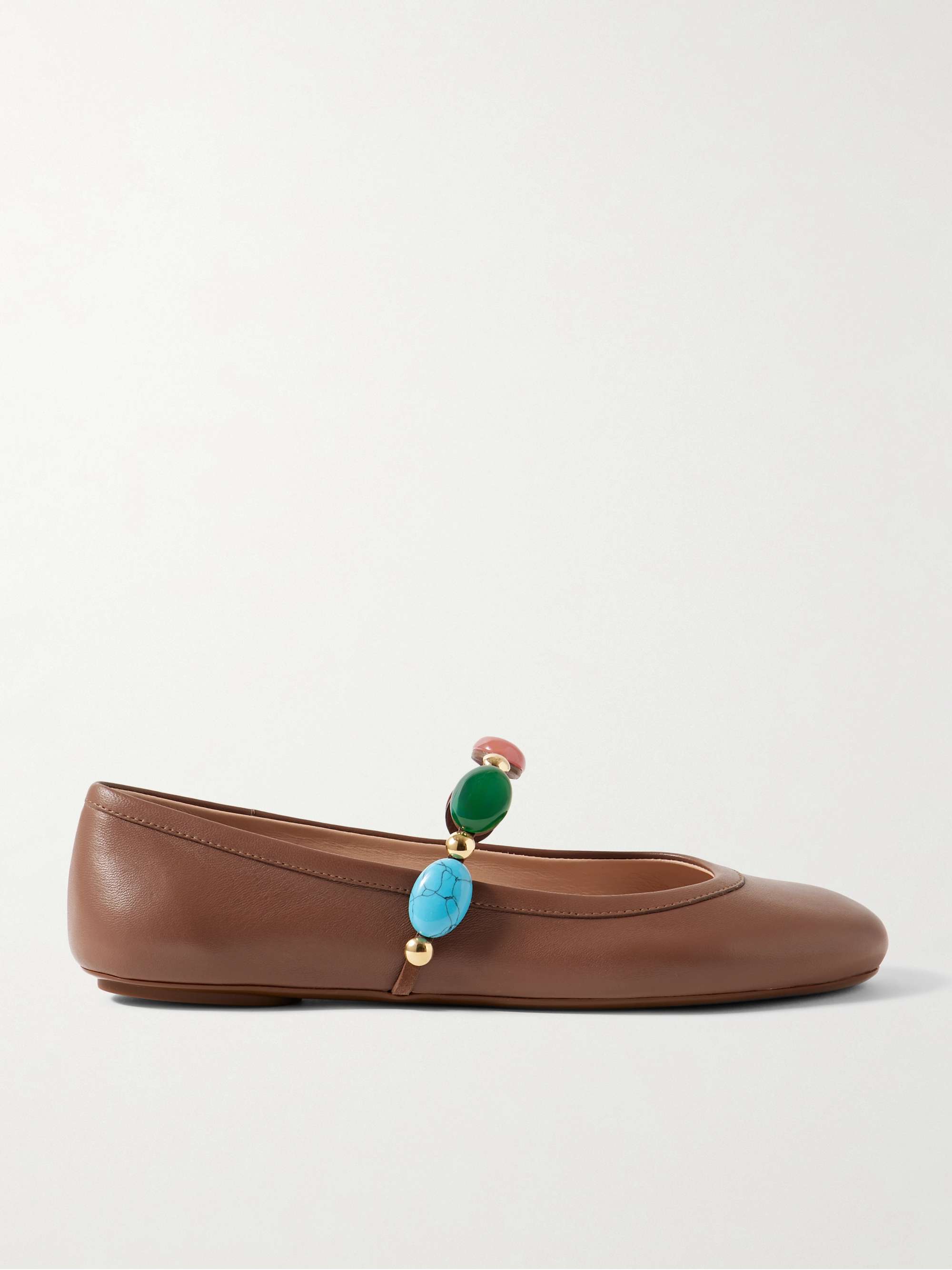 Shanti Embellished Leather Mary Jane Ballet Flats