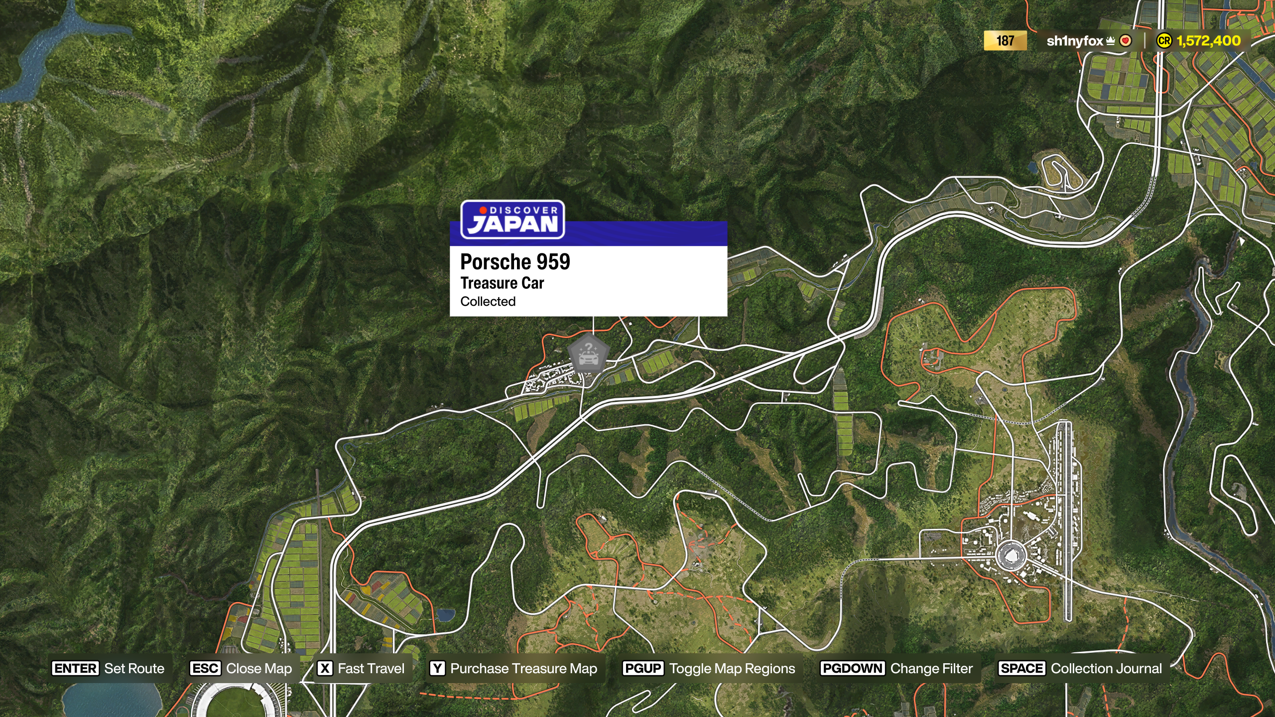 Map location for the Porsche 959 Treasure Car in Forza Horizon 6.
