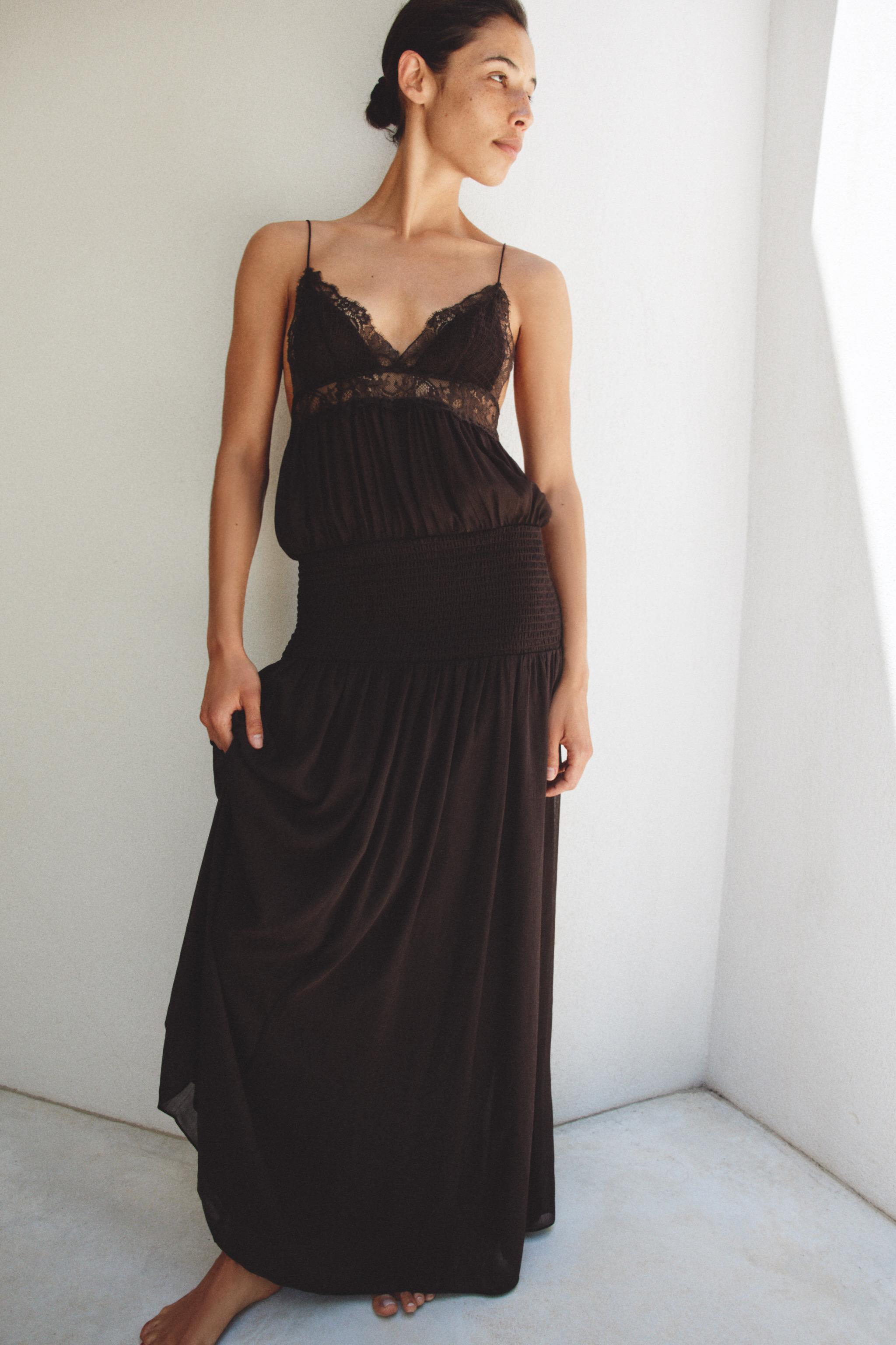 Lace Strappy Dress - Garnet - Xs