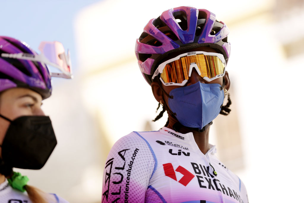 GANDIA SPAIN FEBRUARY 17 Teniel Campbell of Trinidad And Tobago and Team BikeExchange Jayco prior to the 6th Setmana Ciclista Valenciana Vuelta Comunidad Valenciana Feminas 2022 Stage 1 a 114km stage from Tavernes de la Valldigna to Gandia VoltaCVFemines22 on February 17 2022 in Gandia Spain Photo by Gonzalo Arroyo MorenoGetty Images