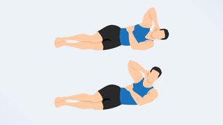 an illustration of a man doing oblique crunches