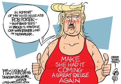 Political cartoon U.S. Trump Rob Porter domestic abuse scandal